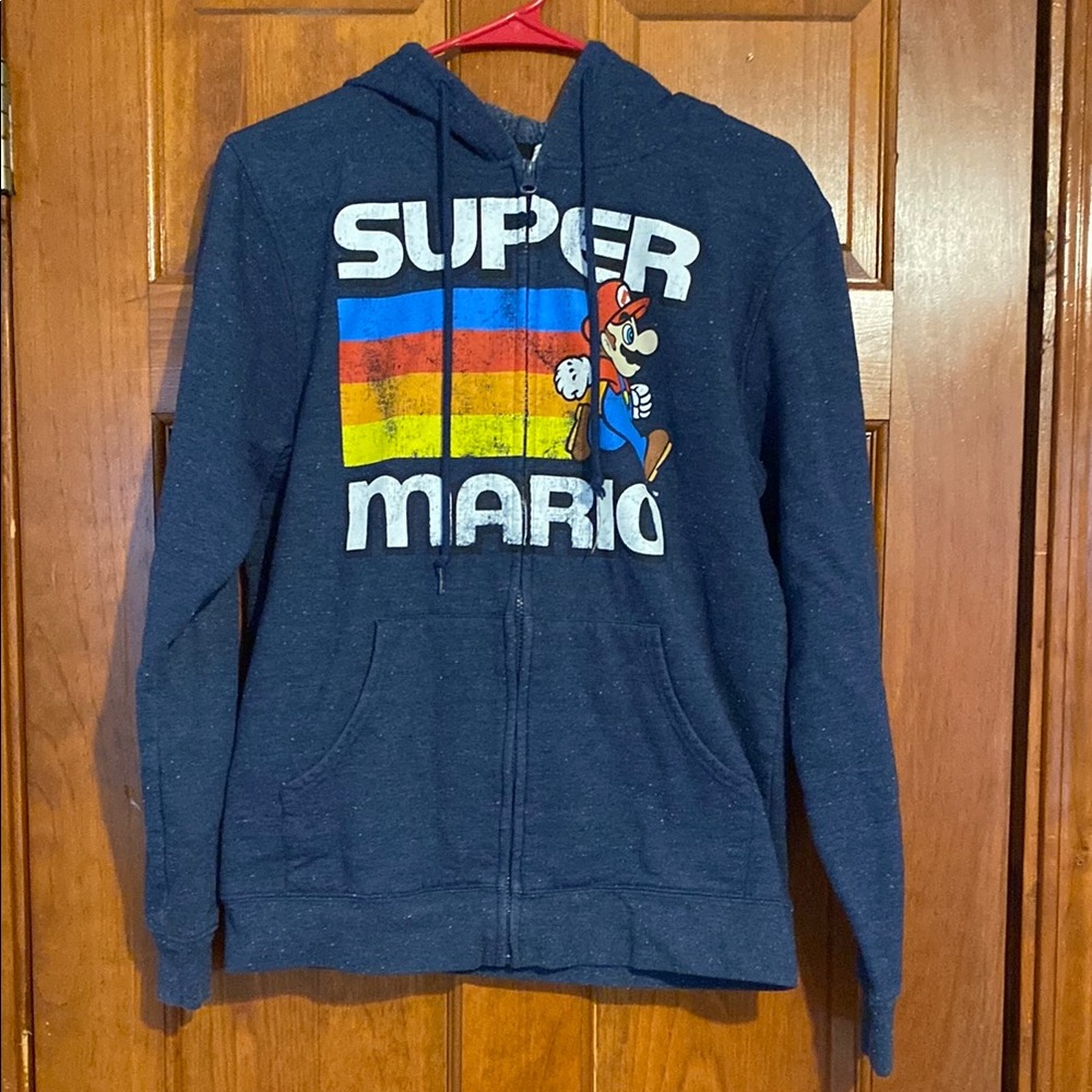 Nintendo Super Mario Navy Blue Full Zip Hoodie